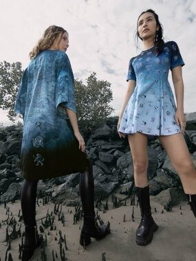 Blackmilk Blue Ombre The Witcher continents map Robe sz L/XL